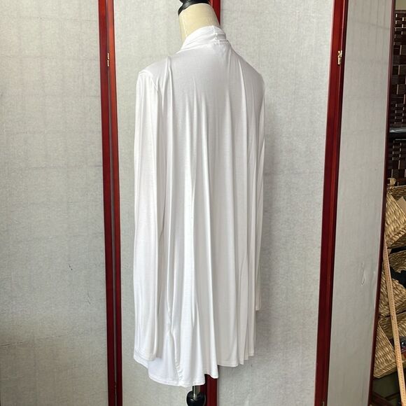 Karen Scott Elegant Long Lightweight White Open Front Cardigan (Size: XL) - Picture 8 of 13